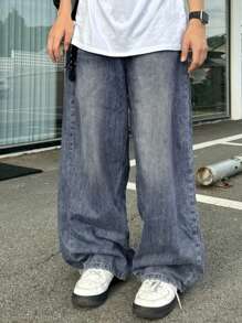 DAZY 男士休闲水洗宽松高腰牛仔裤