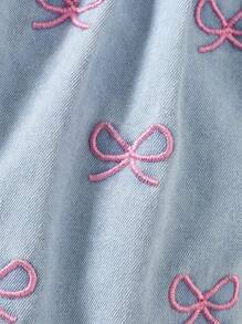 SHEIN 女婴休闲可爱刺绣蝴蝶结衬衫上衣 - 彩色 - 查看 7