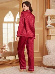 SHEIN 女士豹纹睡衣套装，秋冬服装 - 彩色 - 查看 2