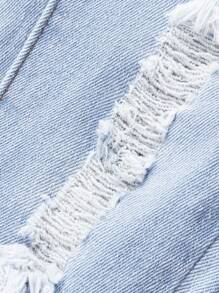 Young Girl' All-Match Distressed Washed Denim Skinny Jeans - Light Wash - View 3