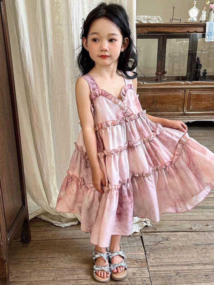 Young Girl Floral Trim Spaghetti Strap Summer Dress For Girls (Toddler/Little Girl) Vacation