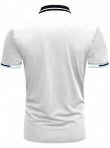 Manfinity Mode Men's Color Block Knight Printed Polo Shirt - White - View 2