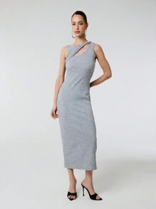 SHEIN Unity 提花针织扭纹镂空设计背心裙 - 灰色 - 查看 1