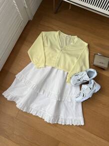 DAZY Mädchen Spitzen Patchwork Webrock, Frühling/Sommer, Bekleidung für die Schulanfang