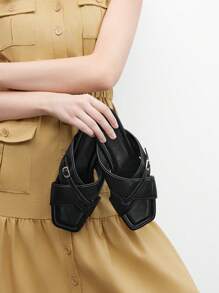 CUCCOO BIZCHIC 女士杏色平底拖鞋，简约时尚休闲日常穿着 - 黑色 - 查看 4