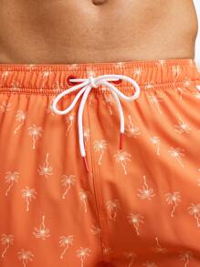 Surfspeed Men's Palm Tree & Letter Print Drawstring Waist Beach Shorts Men Swim Trunks - Multicolor - View 7