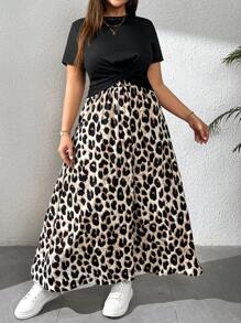 SHEIN Essnce 大码女士度假装、沙滩装、女士两件套套装、姐妹装、女士夏季服装、女士沙滩装、女士春假太阳裙、春假连衣裙 - 黑色 - 查看 6