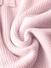 Chiquease Áo len dệt kim hở vai họa tiết hoa 3D cho nữ, tay áo bất đối xứng, dáng ôm, áo lót đa năng, mùa thu/đông - Hồng - Xem 3