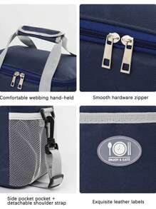 1pc Reusable Insulated Black Thermal Bag, Adult Lunch Box For Women With Adjustable Shoulder Strap, Large Capacity Handheld Lunch Bag, Thick Aluminum Foil Long-Term Cold Preservation And Freshness Lunch Box Crossbody Bag ,For School, Office, Picnic, Travel