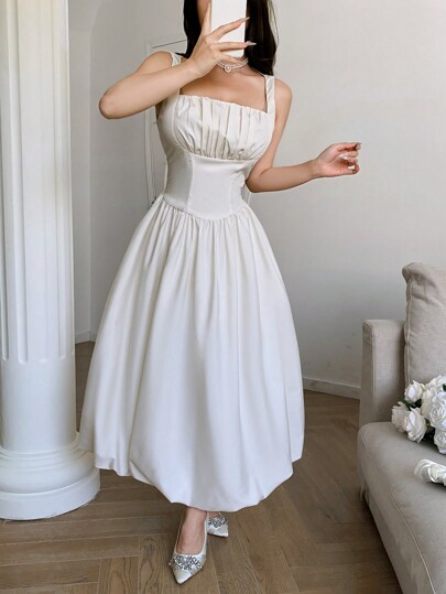 Feyla Women's Mid-Length Simple Casual Daily Solid Color Dress