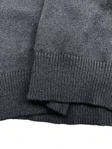 SHEIN LUNE Plus Size Casual Solid Diepe V-hals Mouwloze Trui Jurk