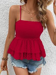 Breezaya 女士纯色荷叶边下摆吊带背心