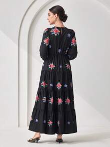 Veilorie 女士阿拉伯风格简约休闲日常连衣裙 - 彩色 - 查看 6