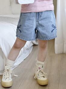 Dazy Kids Pantalones cortos de mezclilla para niña joven