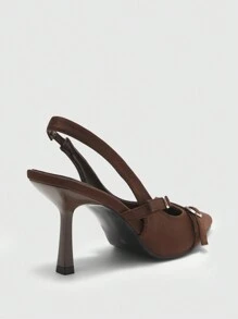CUCCOO BIZCHIC Women's Pointed Toe Stiletto Heel Slingback Shallow Slingback Party Shoes, Summer & Spring Spring Shoes Spring Break Easter For Christmas - Coffee Brown - View 8