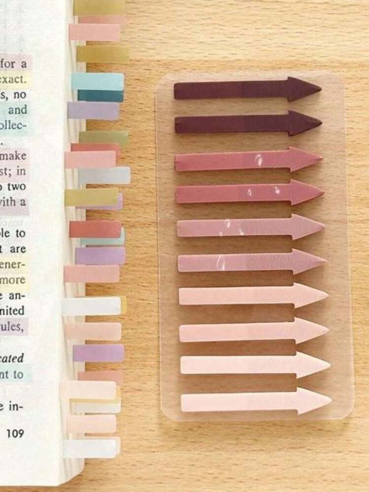 1/2pcs 200 Sheets Gradual Color Arrow Index Tabs For Students' Note Taking, Highlighting & Sticky Notes - Multicolor - View 3