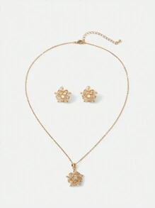 MOTF PREMIUM FASHIONABLE & ELEGANT SILVER-COLOR STAR SPARKLE EARRINGS & NECKLACE JEWELRY SET