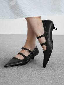 CUCCOO BIZCHIC Donne Pumps Mary Jane con punta affusolata, tacco basso Kitten, cinturino, design minimalista e confortevole, ideale per ufficio/casual ed elegante, adatto per outfit primaverili/estivi