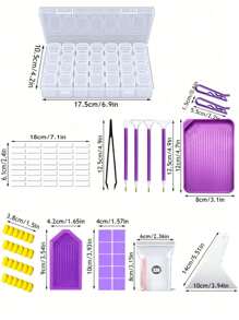 1 set Kit de pintura de diamantes 5D para adultos - Juego de manualidades DIY completo con herramientas multifuncionales, caja de bordado, bolígrafo ajustable, accesorios de precisión y solución de almacenamiento, material de plástico que incluye bolígrafo de punta de diamante, pinzas, pegamento y bandeja de plástico, etc. Adecuado para regalo de manualidades DIY para adultos.