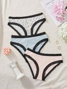 3pcs Pack Simple Casual Everyday Teen Girls Underwear