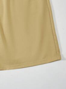 2pcs/Set Teen Boys Summer Streetwear Outfit,Mountain Peak Letter 3D Embossed Print Round Neck Short Sleeve T-Shirt And Drawstring Waist Shorts Set - Khaki - View 7