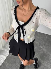 Chiquease 女士透明前系带开衫 - 杏色 - 查看 3