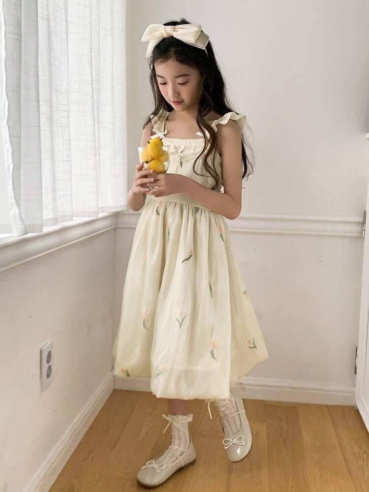 Tween Girl Mesh Princess Dress Fairy Spaghetti Strap Party Dress, Summer,Back To School Clothes