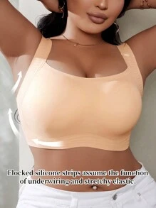 Soutien-gorge sans armature rembourré en gelée grande taille pour femmes avec bretelles larges, soutenant et confortable