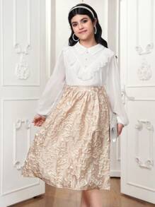 Teen Girl Casual Versatile Sweet Bow Floral Bubble Hem Mini Skirt, Suitable For Spring, Summer, Autumn Wear, Suitable For, Vacation, Outing - Multicolor - View 5