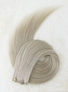 Volumizer 55g 3pcs Silver Gray Color 100% HQ Cuticle Aligne Remy Human Hair Seamless PU Clip Ins Extensions For Party Hair Extensions Halloween Costumes - SSilver - View 4
