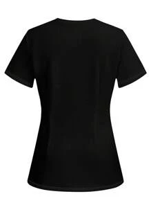 PopScrub Style Star, Moon And Flower Pattern Women's /Nursing Scrub Uniform Top - White - View 2