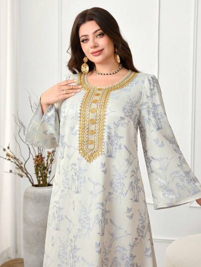 Al Najma 大码女式阿拉伯风格休闲简约连衣裙，适合日常穿着，朴素的长袍