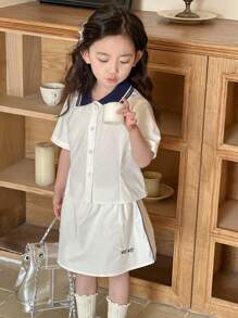 DAZY 2pcs/Set Young Girls Autumn Outfits - White - View 2
