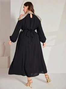 Al Najma Embellished Wide Loose Dress, Plus Size - Black - View 2