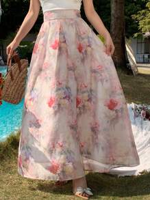 DAZY Women's Textured Floral Printed Skirt, Suitable For Spring/Summer Dates Vacation Outfits Women Easter - Pink - View 4