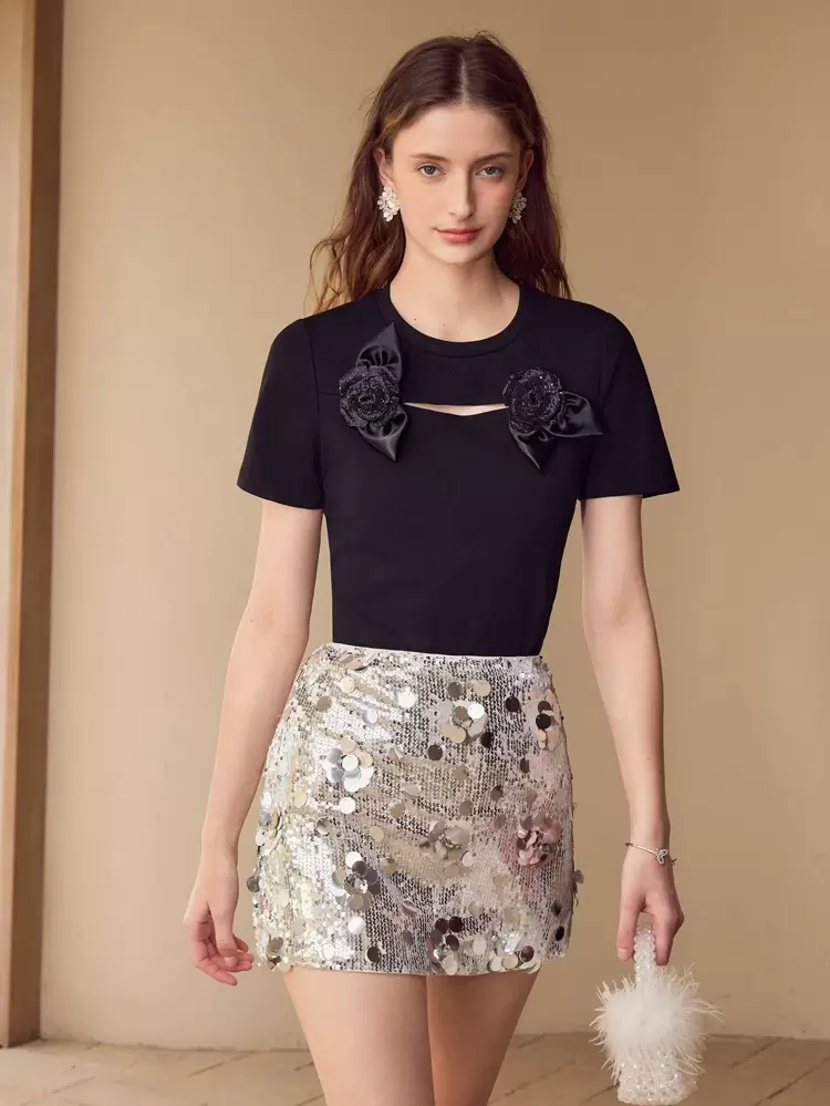 STEREO FLORAL CUT OUT T-SHIRT