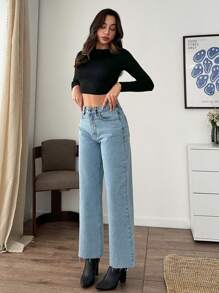 SHEIN JEANS CASUAL DRITTI IN VITA ALTA E ACCORCIATI