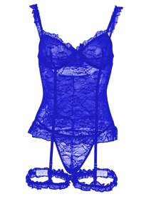 4-Piece Plus Size Sexy Lace Lingerie Set[Cami Top + Panty + Garter Belts*2]With Underwire