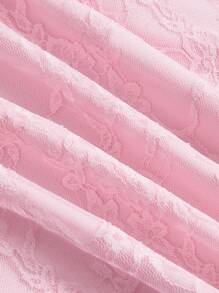 ROMWE Kawaii Vestido ajustado con bandeau de encaje, lazo y diseño sexy para el Día de San Valentín - Rosa - Ver 4