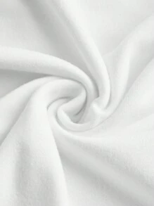SHEIN EZwear Damska jednokolorowa dzianinowa koszulka z okrągłym dekoltem, kokardą i długim rękawem, casualowa, na wiosnę i lato