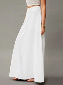 Firerie Solid High Waist Maxi Skirt - White - View 5