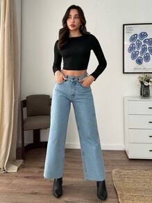 SHEIN JEANS CASUAL DRITTI IN VITA ALTA E ACCORCIATI