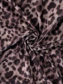 Soleia Leopard Print Mesh Slip Dress - Coffee Brown - View 7