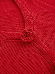 ROMWE Kawaii 大码可爱 3D 玫瑰开衫 - 紅色 - 查看 3