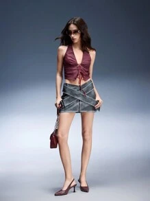 CUCCOO GRLICON 女士 Y2K 朋克风格高跟鞋，适合摩托车、酷女孩、万圣节、圣诞节、派对装扮 - 酒紅色 - 查看 2