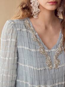 MOTF PREMIUM 纹理串珠细节连衣裙