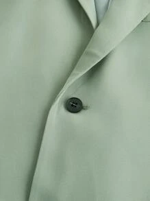 Manfinity VCAY 2pcs Men's Woven Fitted Notched Lapel Casual Suit Set, Suitable For Daily Wear, Christmas - Green - View 11