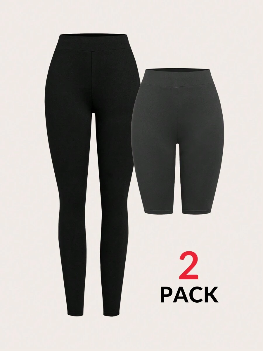 SHEIN EZwear Set de 3 piezas de pantalones leggings de unicolor casual para dama