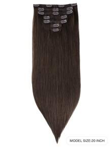 7PCS Straight Clip In Hair Extensions 100% Real Human Hair 14-24 Inch 115G Double Weft Invisible Clip Hair Extensions Remy Natural Human Hair For Women Girls Daily Use - S2A - View 2