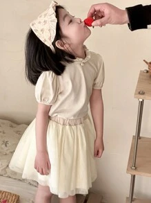 DAZY 2ชิ้น ชุดหญิงสาวสำหรับใส่ในช่วงใบไม้ร่วง - สีแอปริคอท - ดู 2